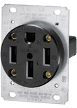 Leviton 279 50 Amp, 125/250 Volt, NEMA 14-50R, 3P, 4W, Flush Mounting Receptacle, Straight Blade, Industrial Grade, Grounding, Side Wired, Steel